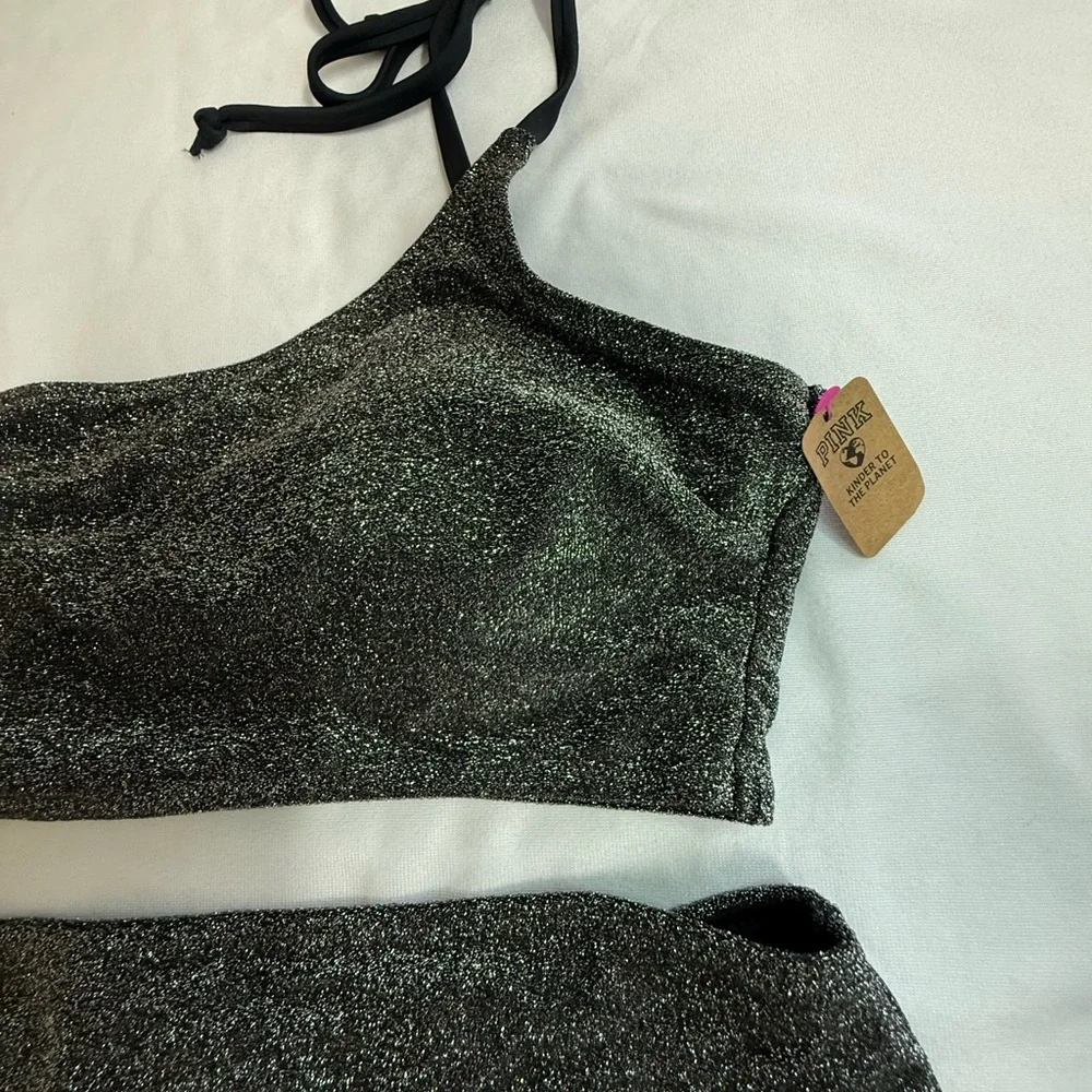 PINK Victoria's Secret Shimmer One-Shoulder Monokini style One-Piece - Picture 2 of 7